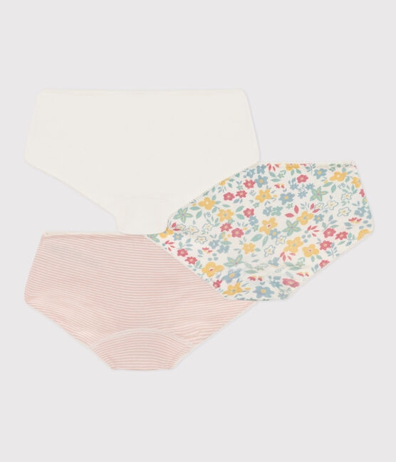 Confezione da 3 shorty bambina in cotone a fiori variante 1