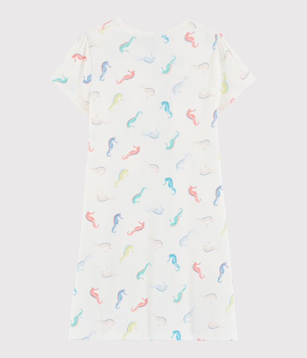 Camicia da notte in cotone bianco/multicolore