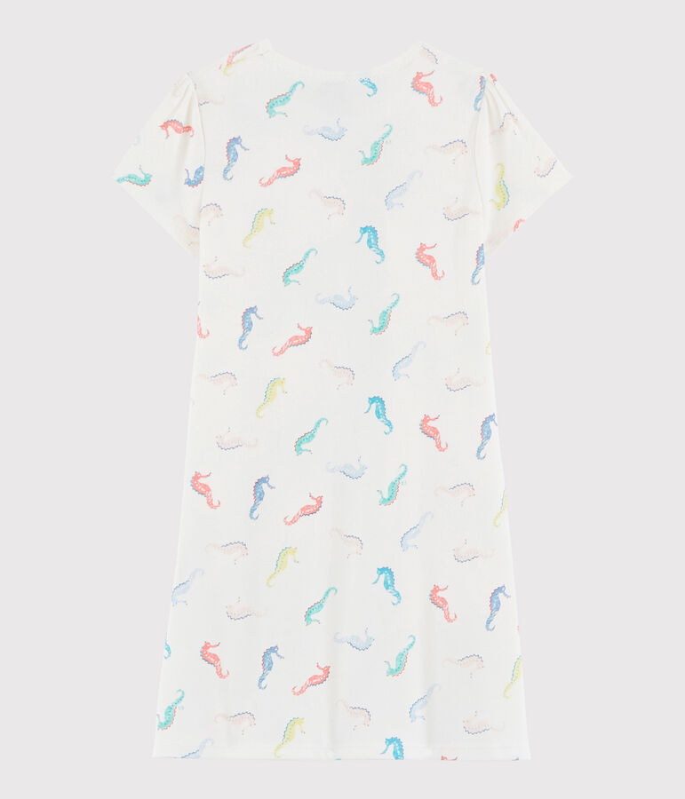 Camicia da notte in cotone bianco/multicolore