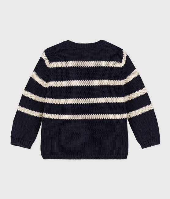 Cardigan bebè in maglia di cotone a righe blu SMOKING/ AVALANCHE