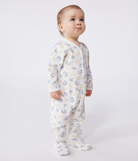 Pigiama in cotone con furgoni neonato bianco MARSHMALLOW/bianco MULTICO
