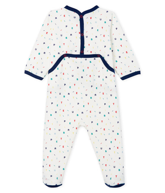 Tutina bebé maschio in molleton bianco MARSHMALLOW/bianco MULTICO