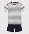 Pigiama corto a righe marinière unisex a costine bianco MARSHMALLOW/blu SMOKING