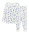 Pigiama unisex in spugna bouclette grattata, super calda bianco MARSHMALLOW/blu MAJOR