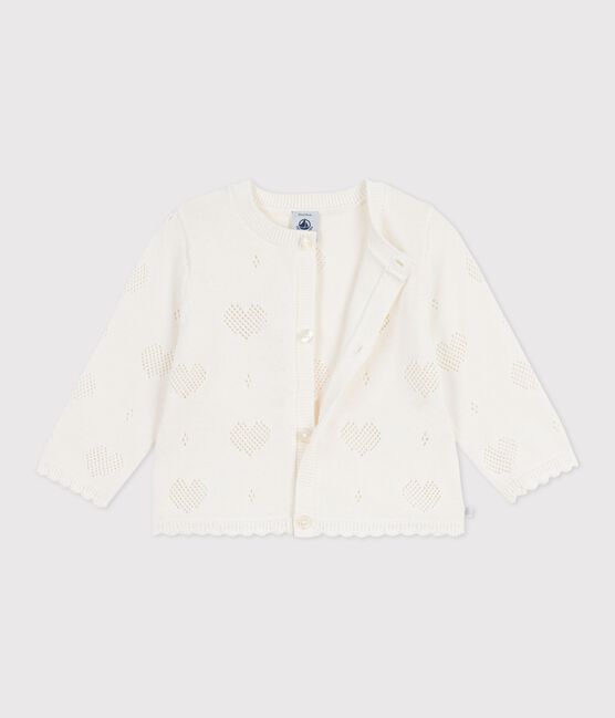 Cardigan in cotone con motivo a cuori neonata bianco MARSHMALLOW