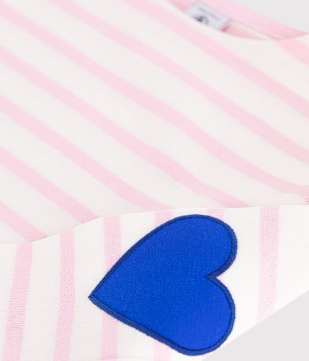 Marini&egrave;re in cotone a righe bambino rosa/rosa