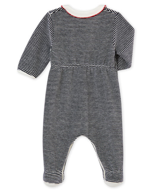 Tutina rigata per bebé femmina blu SMOKING/bianco MARSHMALLOW