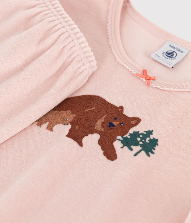 Pigiama bambina in ciniglia rosa