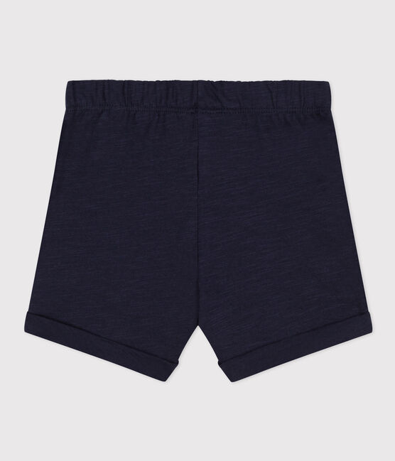 Shorts bebè in jersey fiammato tinta unita blu SMOKING