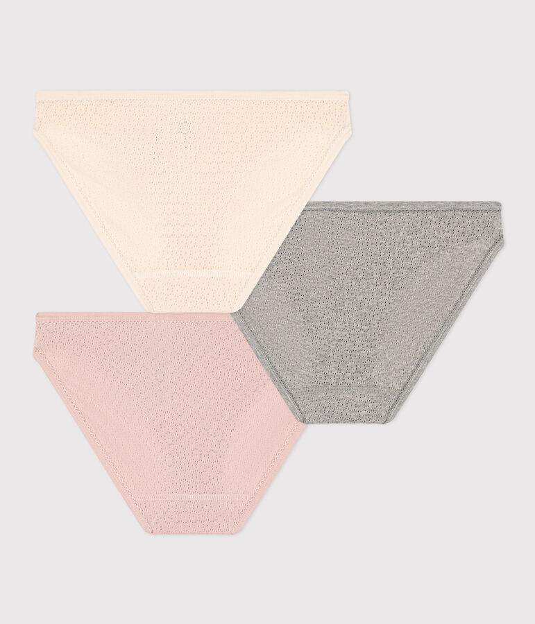Confezione da 3 slip in cotone traforato donna multicolore