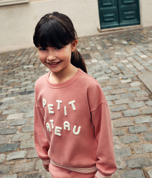 Maglia in tessuto felpato bambina/bambino rosa