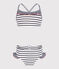 Costume da bagno a 2 pezzi a righe bambina bianco MARSHMALLOW/blu MEDIEVAL