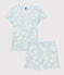Pigiama corto fantasia hawaiana blu bambina in cotone PLEINAIR/ MARSHMALLOW
