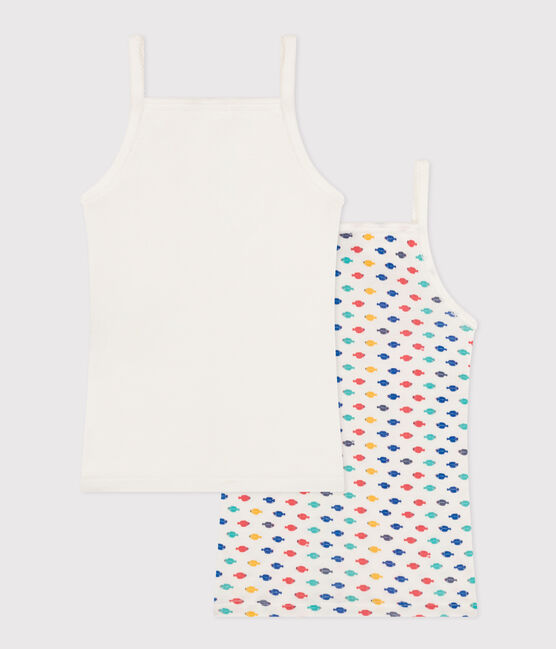 Set di 2 canottiere con spalline bambina in cotone con animali marini variante 1