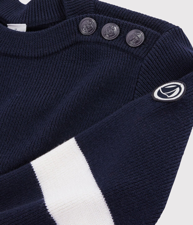 Pull marinaro in lana Donna blu/bianco