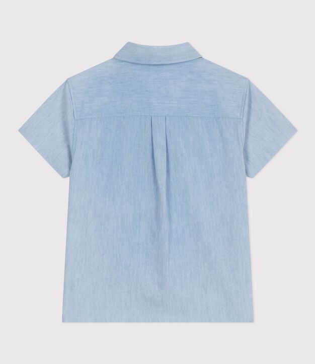 Camicia a maniche corte in cotone bambino blu