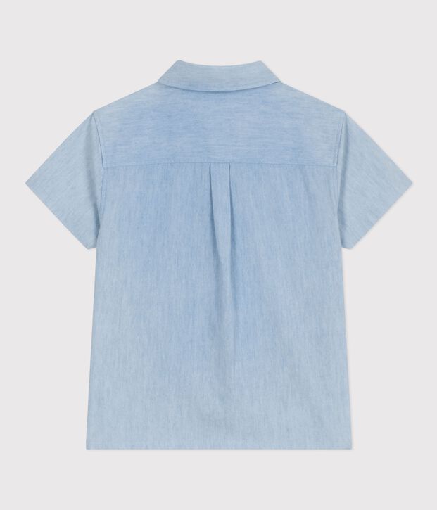 Camicia a maniche corte in cotone bambino blu