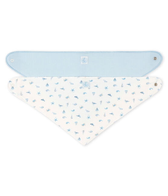 Duo di bandana-bavaglini bebè femmina - bebé maschio a costine variante 1