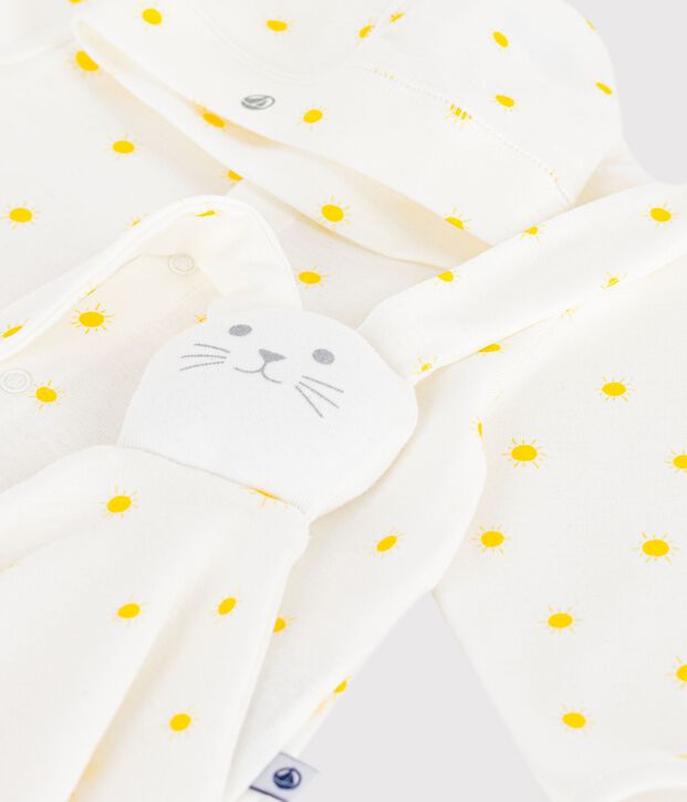 Confezione regalo nascita in cotone con sole stampato multicolore