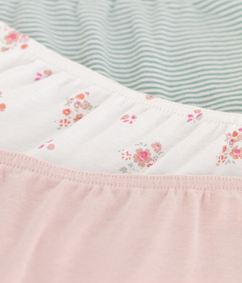 Set di 3 slip shorty a fiori in cotone bambino multicolore