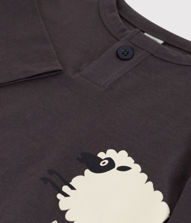T-shirt maniche lunghe beb&egrave; in cotone grigio