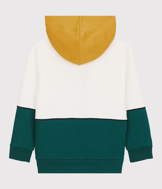 Felpa bambino con cappuccio in molleton bianco MARSHMALLOW/verde PINEDE
