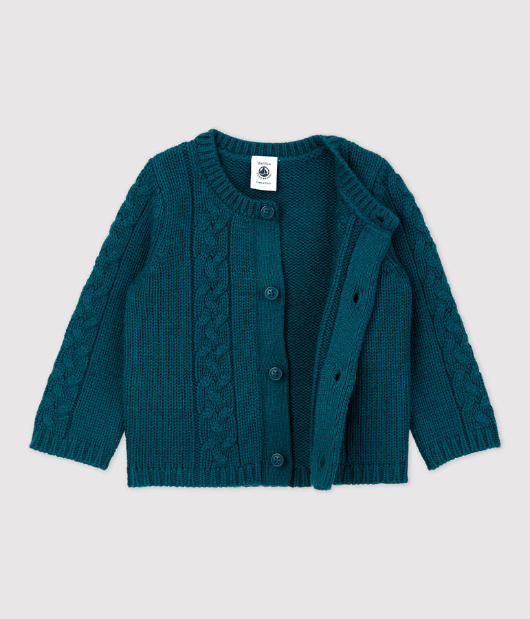 Cardigan in lana e cotone beb&egrave;. verde