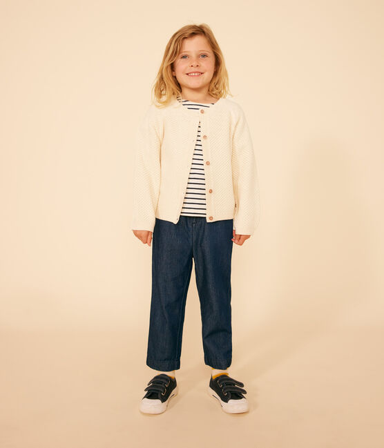 Cardigan in cotone bambina ecru AVALANCHE