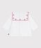 Blusa a maniche lunghe in popeline di cotone con ricamo a cuori neonata bianco ECUME