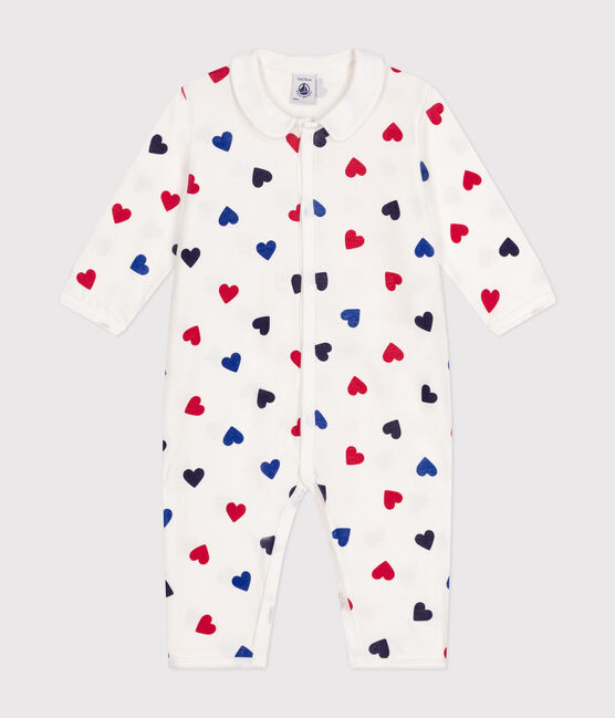 Pigiama senza piedini in cotone con stampa a cuori neonato bianco MARSHMALLOW/bianco MULTICO