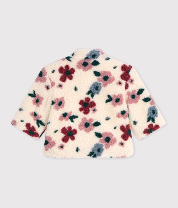 Cappotto imbottito in sherpa con stampa a fiori neonato ecru/multicolore