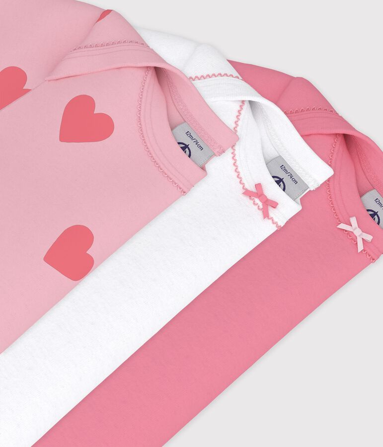 Set di body a maniche corte in cotone con cuore stampato neonato multicolore