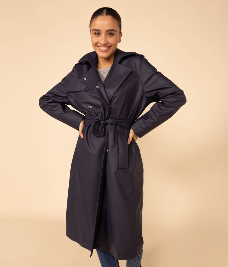 Trench con cappuccio Donna blu