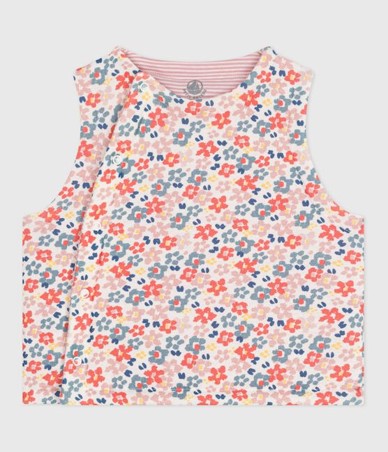 Cardigan senza maniche double face in cotone con stampa neonato bianco MARSHMALLOW/rosa JOLI