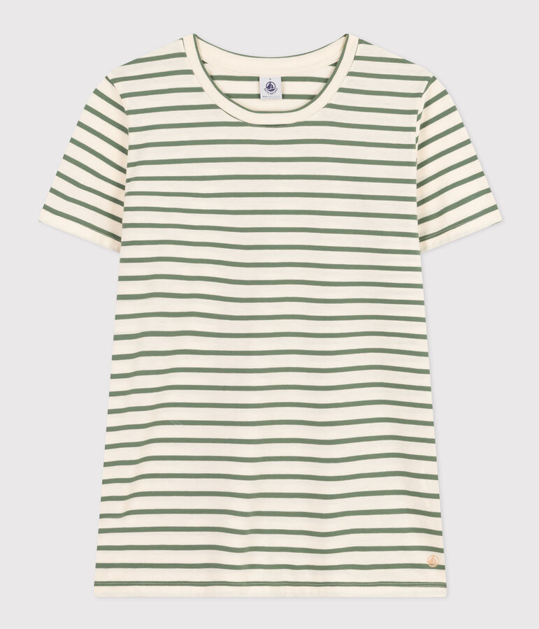 T-shirt LE DROIT girocollo in cotone Donna ecru/verde