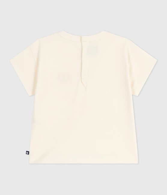 T-shirt a maniche lunghe in cotone con cuore stampato neonata ecru MILK