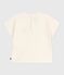 T-shirt a maniche lunghe in cotone con cuore stampato neonata ecru MILK