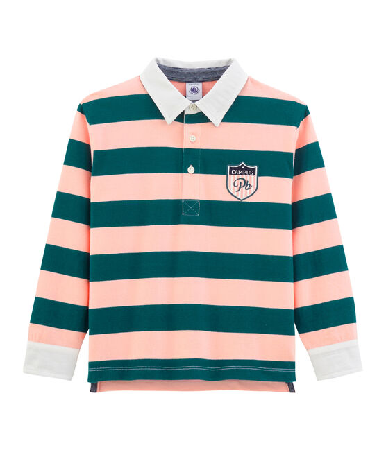 Rugby polo bambino verde PINEDE/rosa ROSAKO