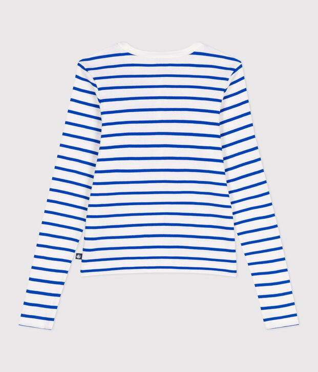 Cardigan in cotone tinta unita donna bianco/blu