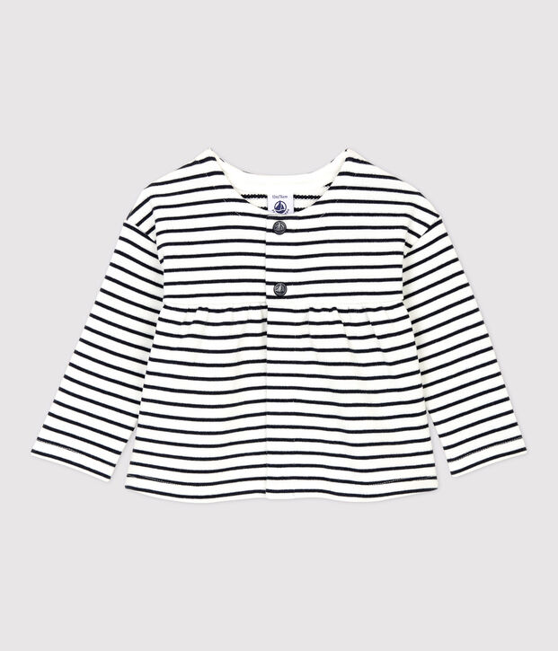 Cardigan in molleton beb&egrave;. bianco/blu