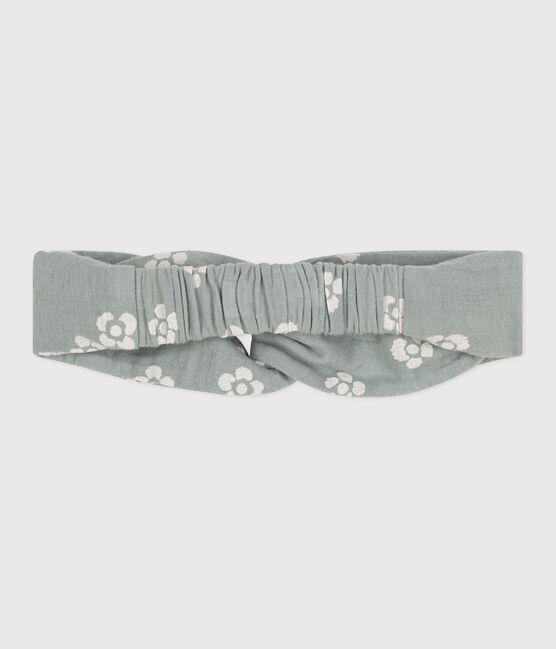 Bandeau bébé en gaze de coton imprimé fleurs blu PAUL/bianco MARSHMALLOW