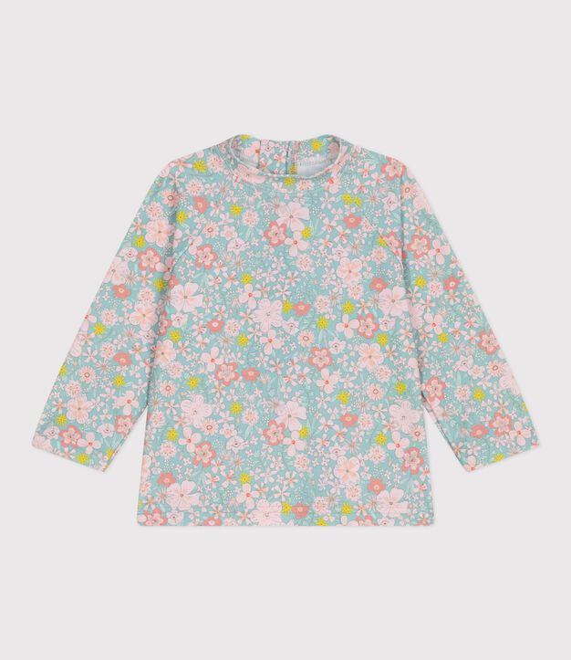 T-shirt anti UV con stampa a fiori neonato blu/multicolore