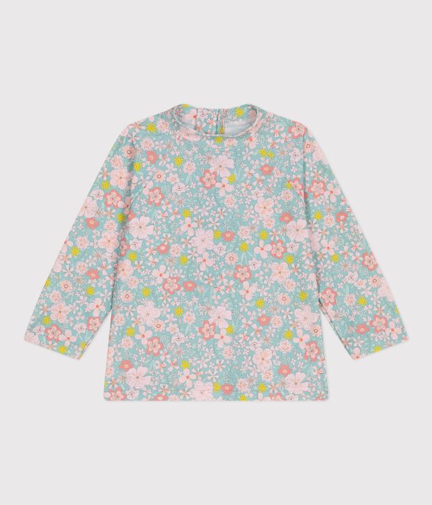 T-shirt anti UV con stampa a fiori neonato blu/multicolore