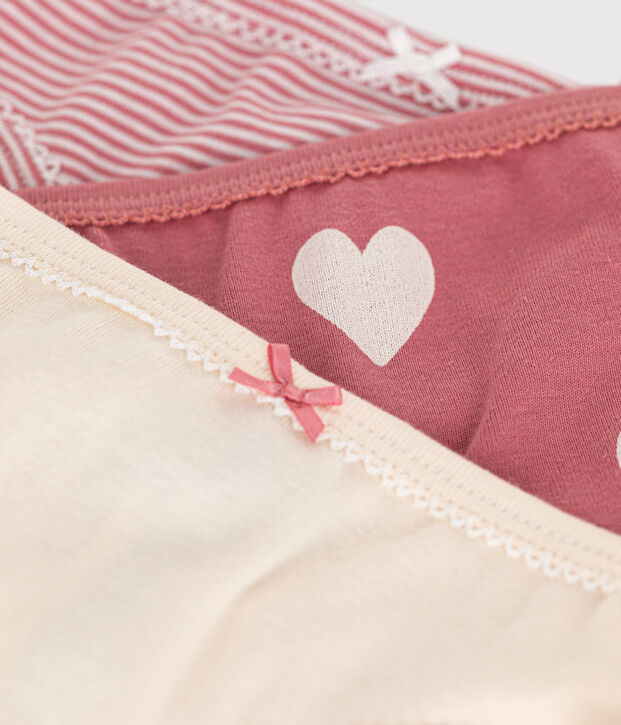Set di 3 slip in cotone a cuori bambino multicolore