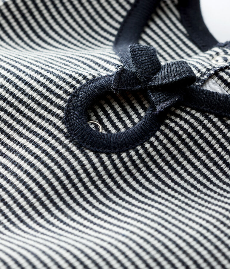 Abito manica corta a costina 2x2 beb&egrave; femmina blu/bianco