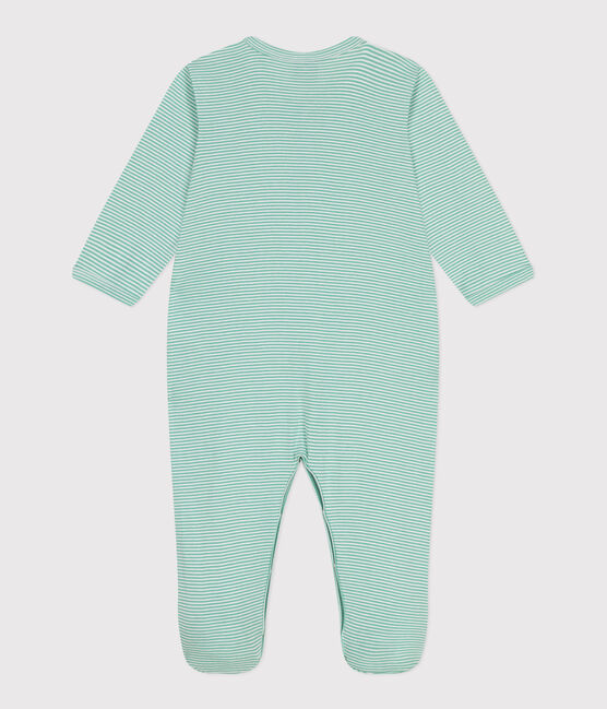 Pigiama in cotone a righe neonato verde ALOEVERA