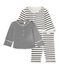 Coordinato bebé 3 pezzi reversibile beige COQUILLE/blu SMOKING