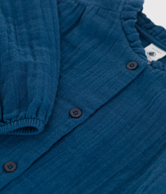Blusa in garza di cotone bambina blu INCOGNITO