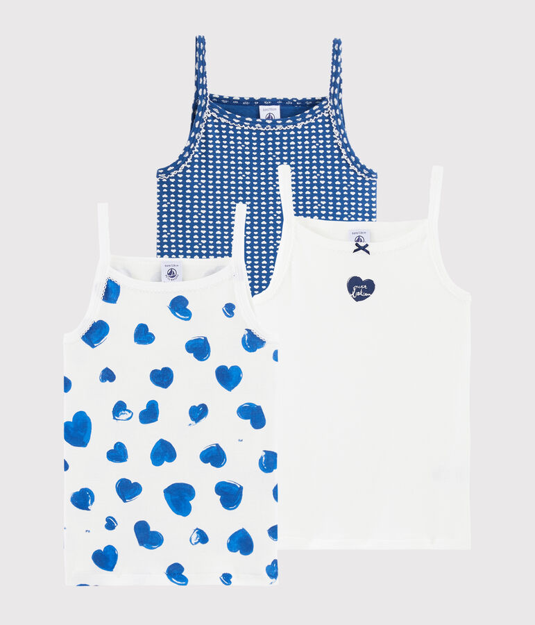 Confezione da 3 canottiere con spalline cuori bambina multicolore