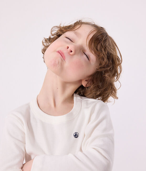 T-shirt a maniche lunghe a costine bambina/bambino bianco MARSHMALLOW